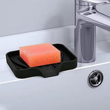 3Pcs Silicone Soap Dish Holder Self Draining Non-slip Soap Trays Black