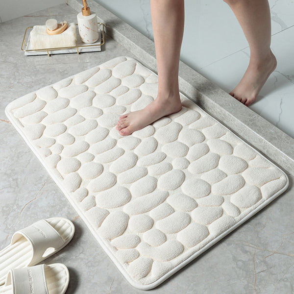Cobblestone Bath Mat Anti-Slip Bathroom Door Mat Floor Mat White