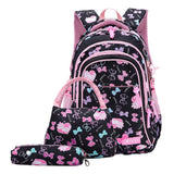 3pcs Set School Bag Travel Backpack Black