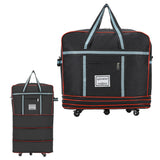 Expandable Foldable Luggage Bag with Universal Wheels Rolling Travel Bag Duffel Bag Black