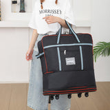 Expandable Foldable Luggage Bag with Universal Wheels Rolling Travel Bag Duffel Bag Black