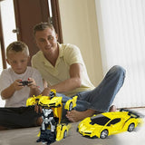 Remote Control Car Toy Transform Robot Toy RC Car Yellow