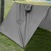 3-in-1 Unisex Hooded Rain Poncho Raincoat Jacket for Hiking Camping Gray