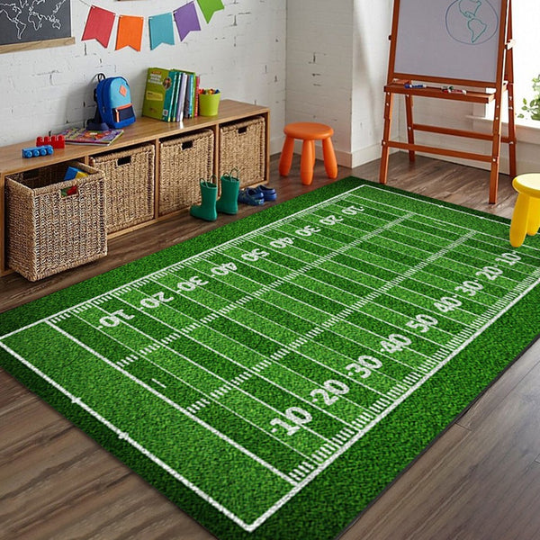 Sports Field Playmat Non-slip Green Grass Floor Mat Home Room Decor