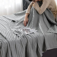 100% Cotton Blanket Cozy Waffle Weave Blanket Soft Quilt Grey