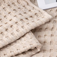 100% Cotton Blanket Cozy Waffle Weave Blanket Soft Quilt Khaki