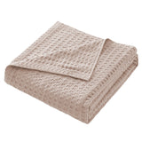 100% Cotton Blanket Cozy Waffle Weave Blanket Soft Quilt Khaki