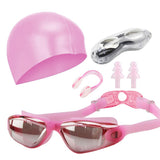 No-Leak Anti-Fog Swimming Goggles and Cap Set for Adults & Youth Pink