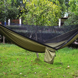 Camping Hammock with Mosquito Net Rain Fly Tarp Portable Single Hammock Green