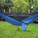 Camping Hammock with Mosquito Net Rain Fly Tarp Portable Single Hammock Blue