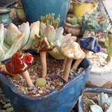 Set of 4Pcs Ceramic Mushroom Sculptures Garden Mushroom Ornament Set Indoor Outdoor Decor