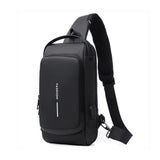Anti theft Crossbody Sling Bag with USB Port Water-Resistant Sport Chest Bag Shoulder Bag Black