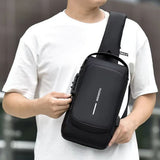 Anti theft Crossbody Sling Bag with USB Port Water-Resistant Sport Chest Bag Shoulder Bag Black