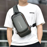 Anti theft Crossbody Sling Bag with USB Port Water-Resistant Sport Chest Bag Shoulder Bag Gray
