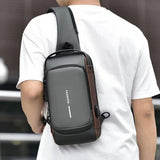 Anti theft Crossbody Sling Bag with USB Port Water-Resistant Sport Chest Bag Shoulder Bag Gray