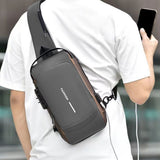 Anti theft Crossbody Sling Bag with USB Port Water-Resistant Sport Chest Bag Shoulder Bag Gray