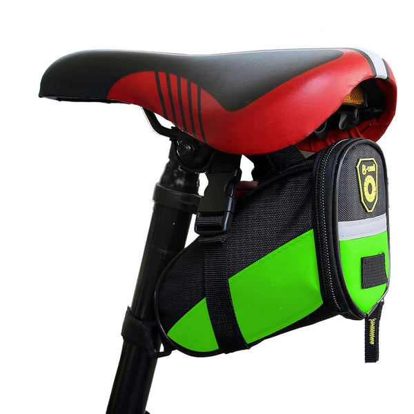 Bike Saddle Bag Under Seat Bike Bag with Reflective Strip Green