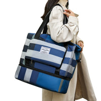 Foldable Large Capacity Travel Duffel Bag Overnight Bag Dry and Wet Separation Travel Bag Blue