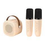 Portable Mini Karaoke Machine with 2 Wireless Microphones Bluetooth 5.1 Speaker Apricot