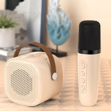 Portable Mini Karaoke Machine with 2 Wireless Microphones Bluetooth 5.1 Speaker Apricot