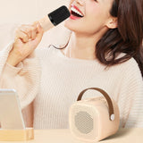 Portable Mini Karaoke Machine with 2 Wireless Microphones Bluetooth 5.1 Speaker Apricot
