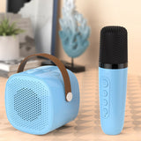 Portable Mini Karaoke Machine with 2 Wireless Microphones Bluetooth 5.1 Speaker Blue