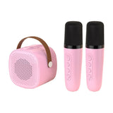 Portable Mini Karaoke Machine with 2 Wireless Microphones Bluetooth 5.1 Speaker Pink