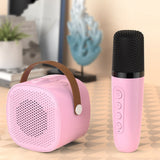 Portable Mini Karaoke Machine with 2 Wireless Microphones Bluetooth 5.1 Speaker Pink