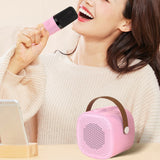 Portable Mini Karaoke Machine with 2 Wireless Microphones Bluetooth 5.1 Speaker Pink