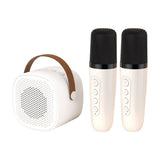 Portable Mini Karaoke Machine with 2 Wireless Microphones Bluetooth 5.1 Speaker White