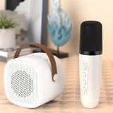 Portable Mini Karaoke Machine with 2 Wireless Microphones Bluetooth 5.1 Speaker White