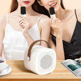 Portable Mini Karaoke Machine with 2 Wireless Microphones Bluetooth 5.1 Speaker White