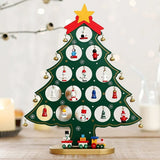 24 Days Advent Calendar Set Wooden Tabletop Christmas Tree with Christmas Tree Decorative Ornaments