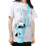 Water Bottle Carrier Bag for 40OZ Tumbler Water Bottle Holder Pouch with Phone Pocket Blue
