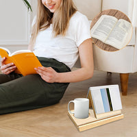 Wooden Triangle Book Rest Book Stand Holder Portable Bookshelf with Coffee Drink Holder