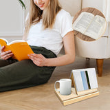 Wooden Triangle Book Rest Book Stand Holder Portable Bookshelf with Coffee Drink Holder