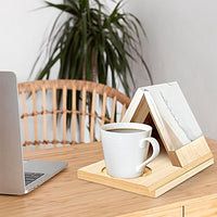 Wooden Triangle Book Rest Book Stand Holder Portable Bookshelf with Coffee Drink Holder