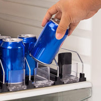Drink Organizer for Fridge Automatic Pusher Glide Can Dispenser Black