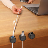 3Pcs Magnetic Cable Clips Self-Adhesive Cord Holder Under Desk Cable Management Wire Holder Black