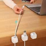6Pcs Magnetic Cable Clips Self-Adhesive Cord Holder Under Desk Cable Management Wire Holder White