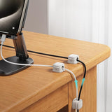3Pcs Magnetic Cable Clips Self-Adhesive Cord Holder Under Desk Cable Management Wire Holder White