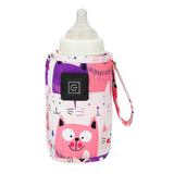 Travel USB Baby Bottle Warmer Milk Heater Bag Thermostat Portable Pouch Pink