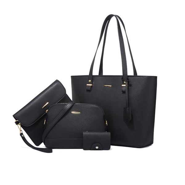 4-Piece Womens Purses and Handbags Set Tote Bag Shoulder Bag Card Holder