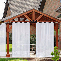 1 Pair of White Outdoor Sheer Curtains for Patio Water-Resistant