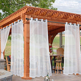 1 Pair of White Outdoor Sheer Curtains for Patio Water-Resistant