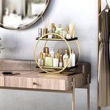 2-Tier Metal Makeup Organizer Vanity Bathroom Countertop Storage Rack Gold