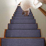 7Pcs Self-Adhesive Imitation Linen Stair Treads Non-Slip Stair Protector Mat Black