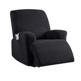 Full Wrapped Elastic Recliner Chair Protector Cover Stretch Jacquard Recliner Slipcover Black