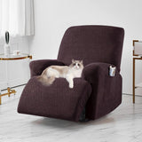 Full Wrapped Elastic Recliner Chair Protector Cover Stretch Jacquard Recliner Slipcover Coffee