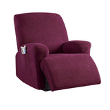 Full Wrapped Elastic Recliner Chair Protector Cover Stretch Jacquard Recliner Slipcover Wine Red